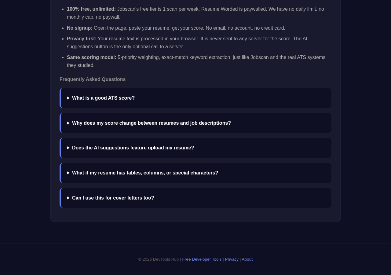 Ats Resume Checker tool interface