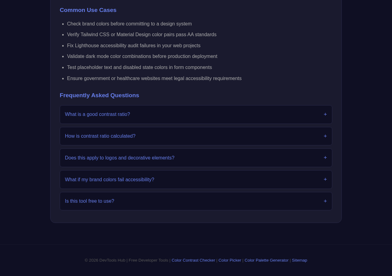 Color Contrast Checker tool interface