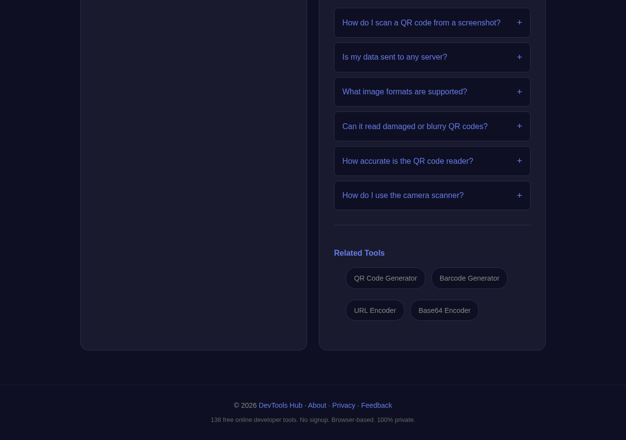 Qr Code Reader tool interface