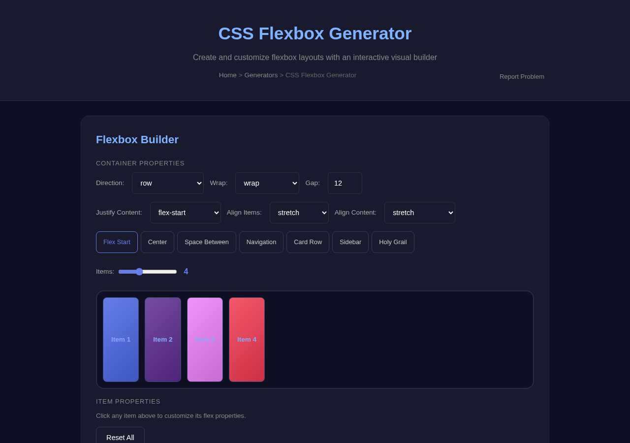 Css Flexbox Generator — Free Online Tool