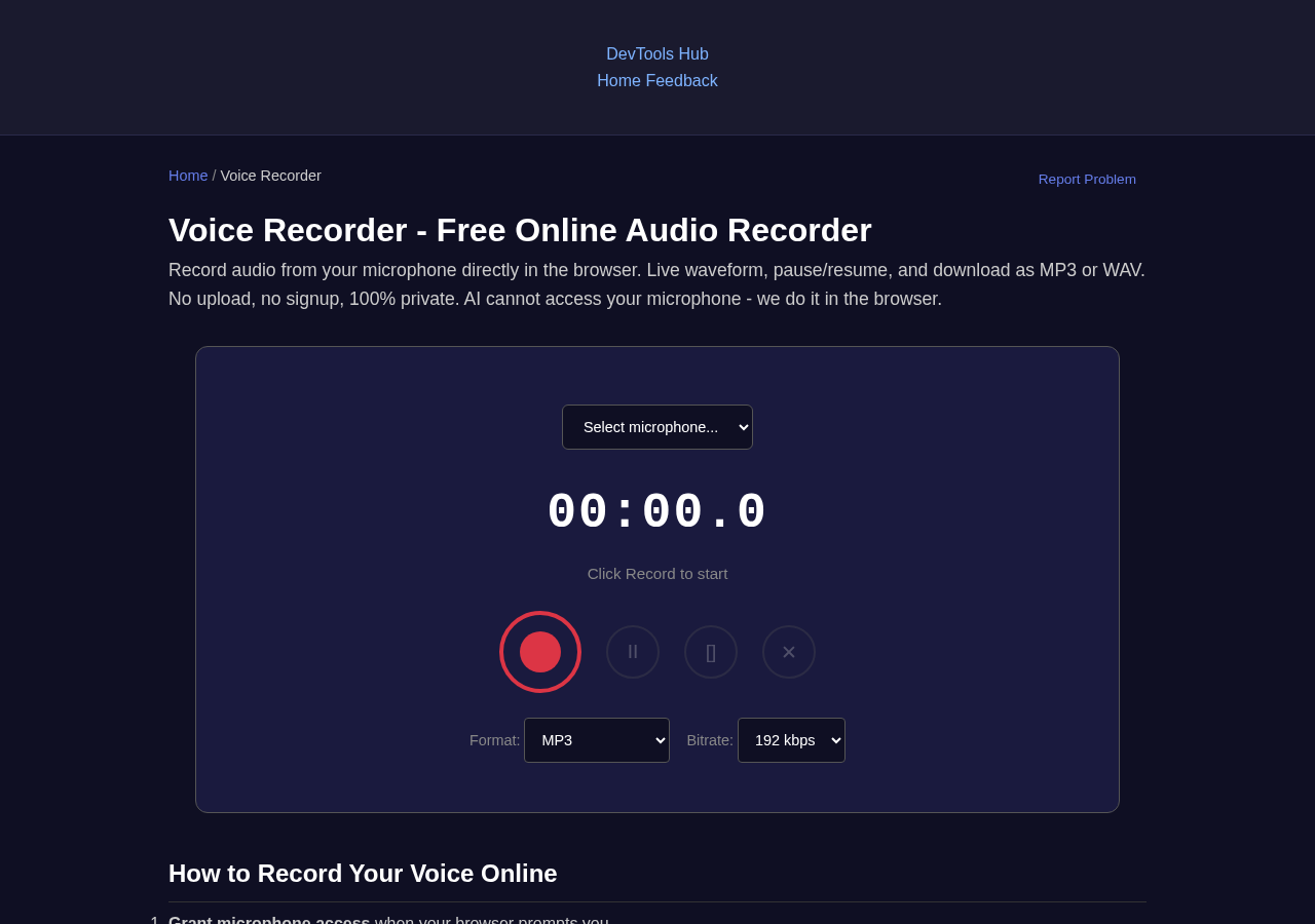 Voice Recorder — Free Online Tool