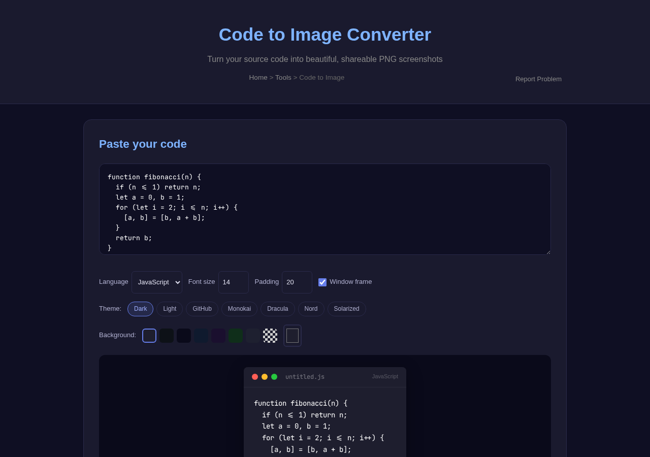 Code To Image — Free Online Tool