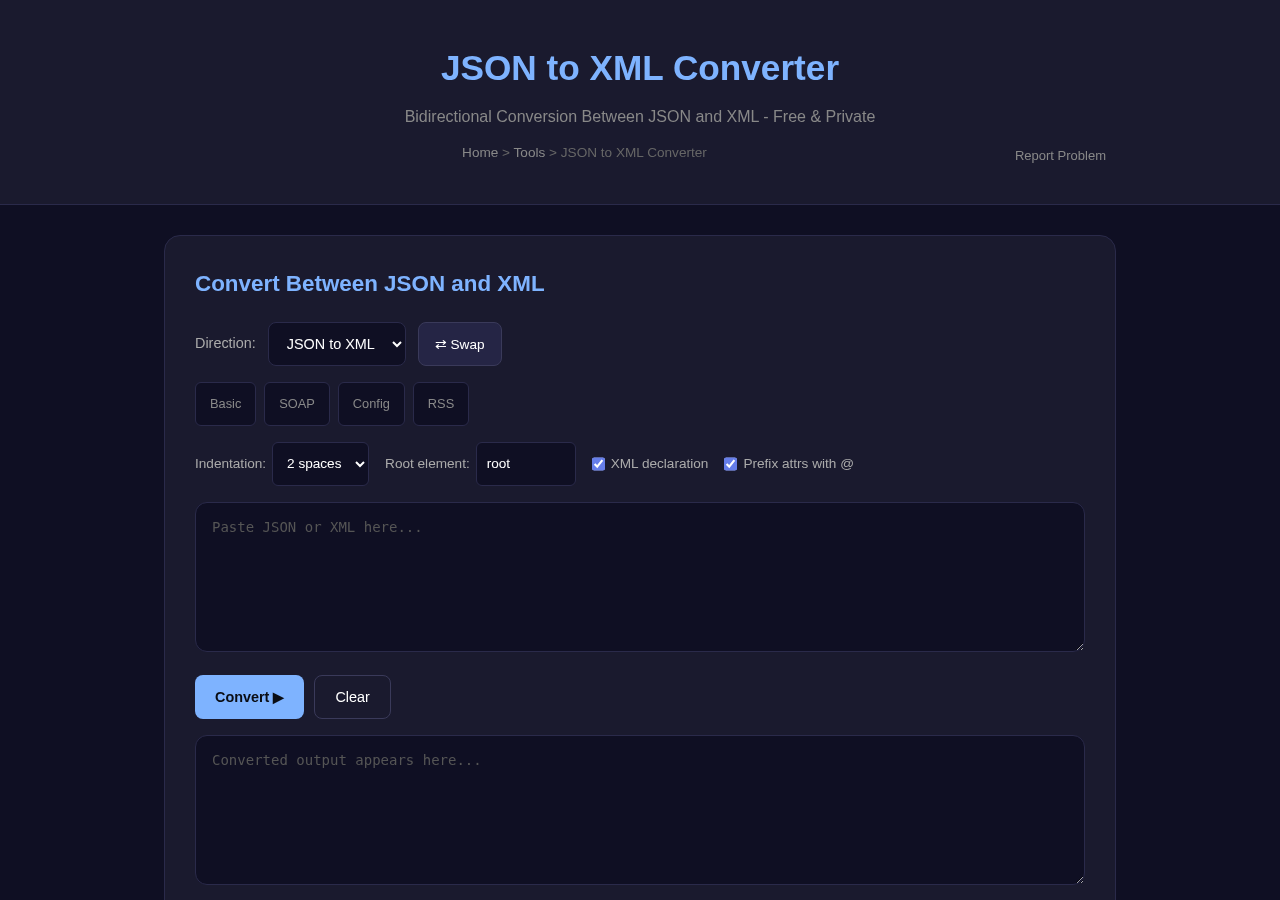 Json Xml Converter — Free Online Tool