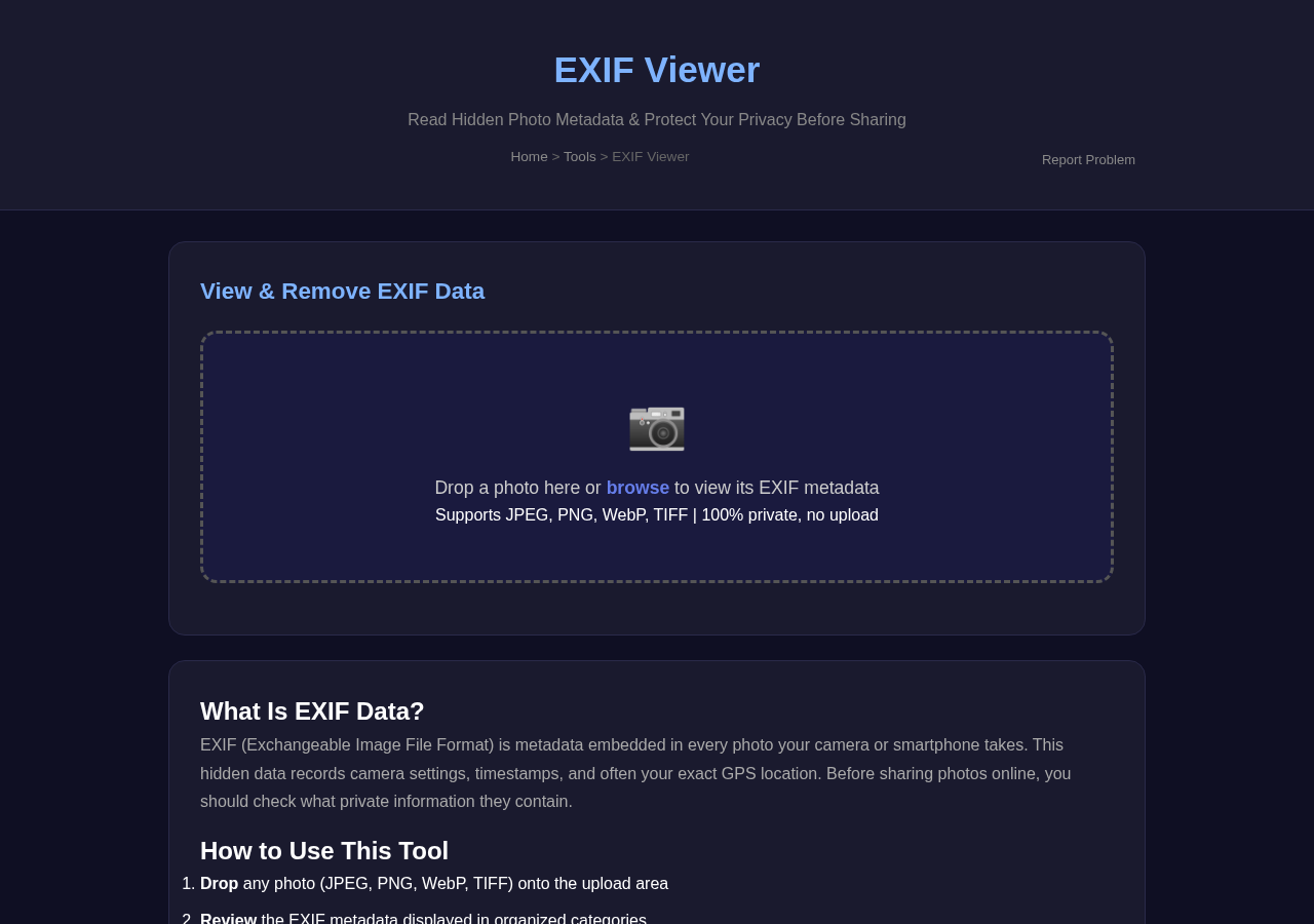 Exif Viewer — Free Online Tool