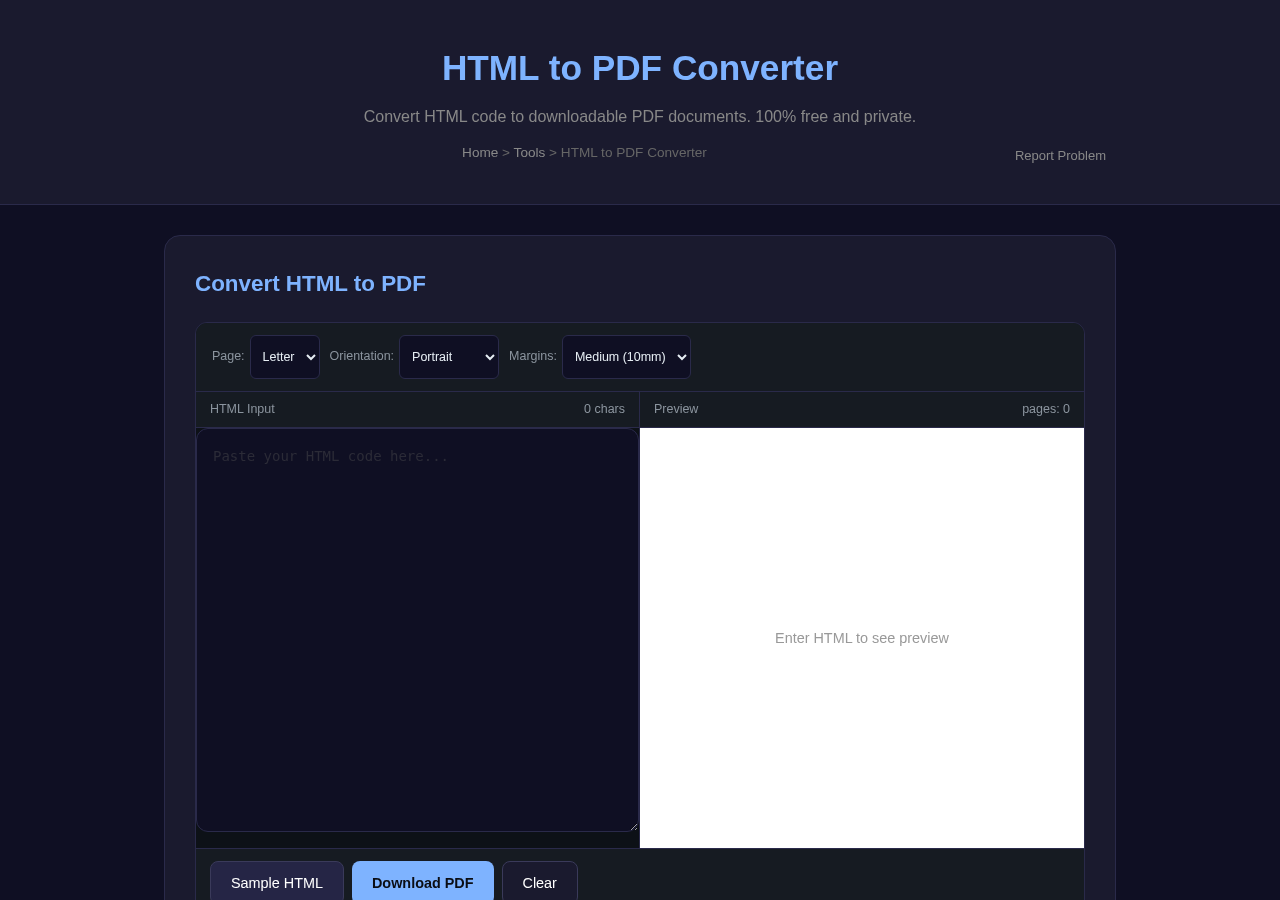 Html To Pdf — Free Online Tool