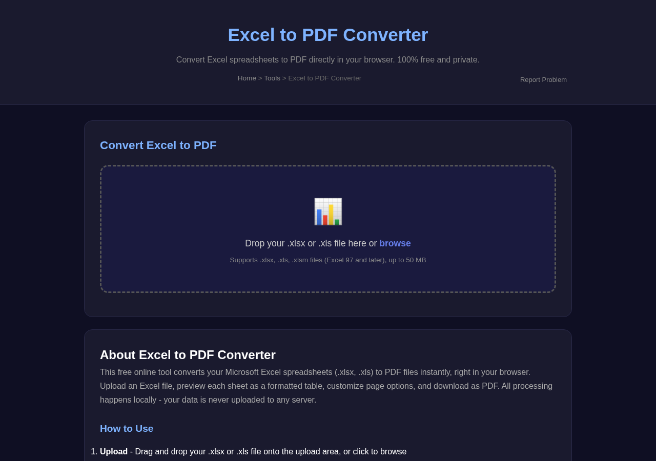 Excel To Pdf — Free Online Tool