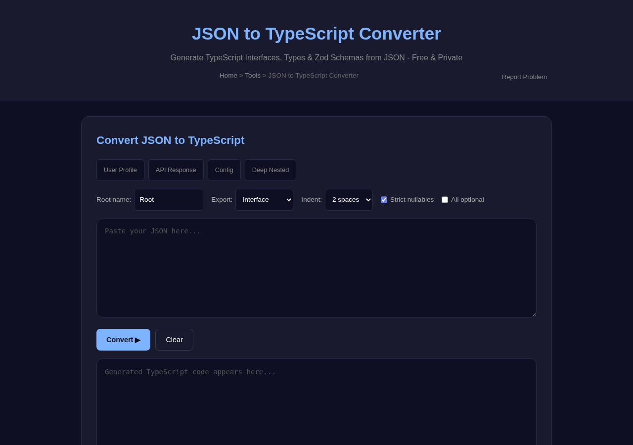 Json To Typescript — Free Online Tool