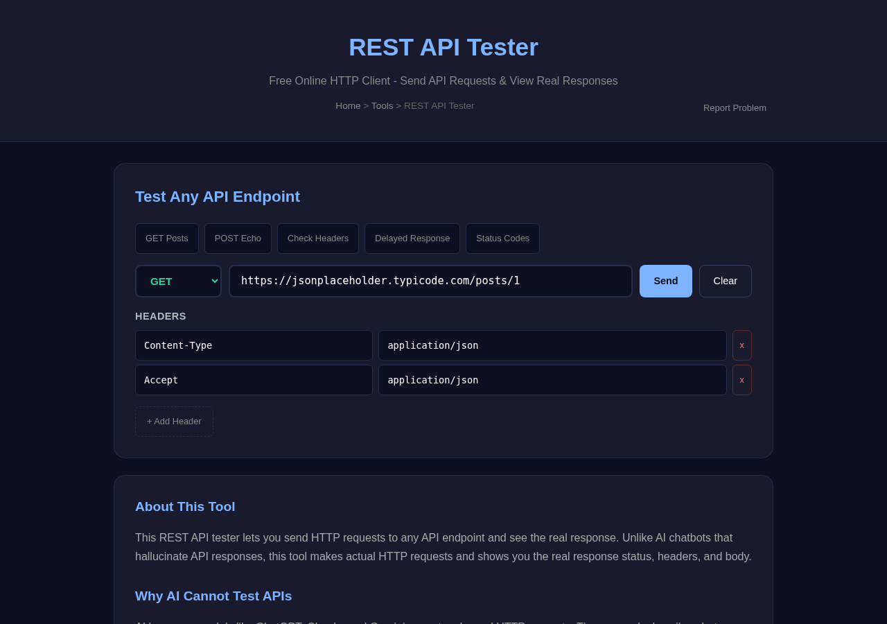 Api Tester — Free Online Tool