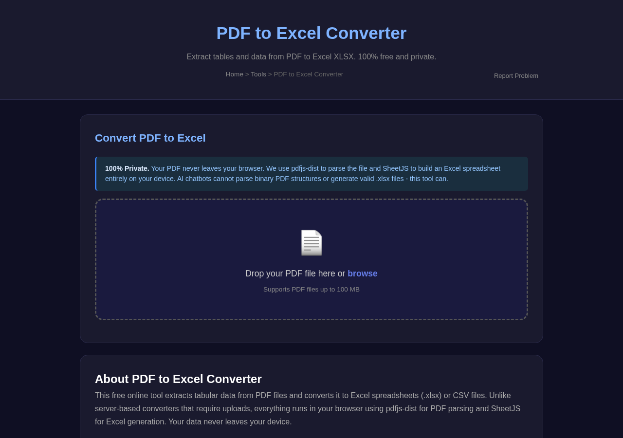 Pdf To Excel — Free Online Tool