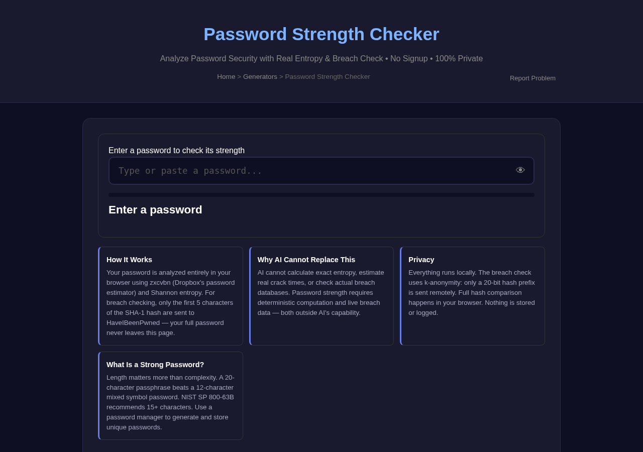 Password Strength Checker — Free Online Tool