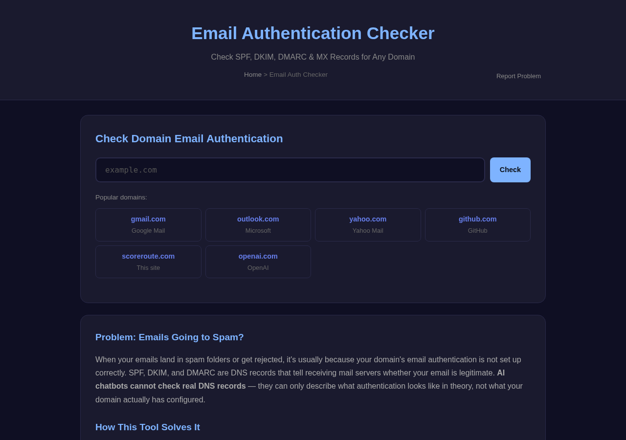 Email Auth Checker — Free Online Tool