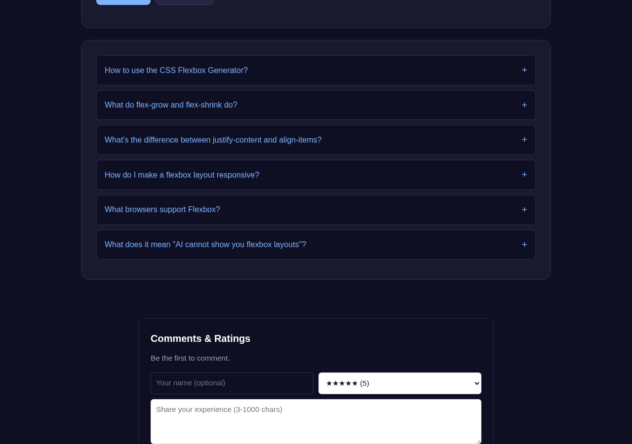 Css Flexbox Generator tool interface