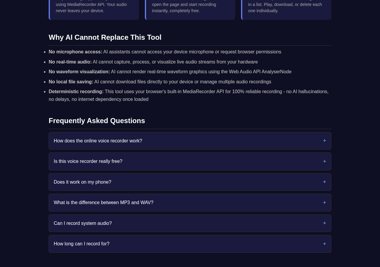 Voice Recorder tool interface