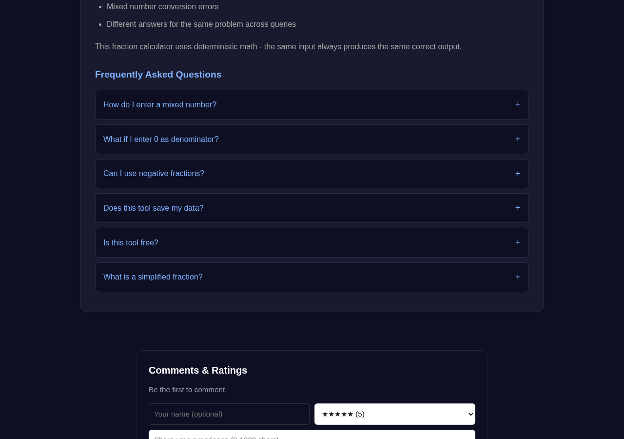 Fraction Calculator tool interface