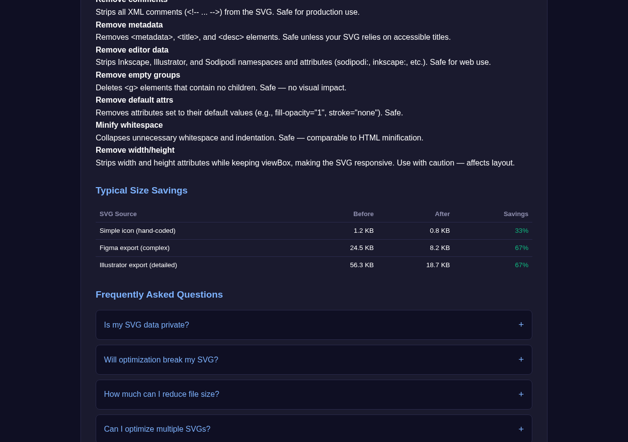Svg Optimizer tool interface