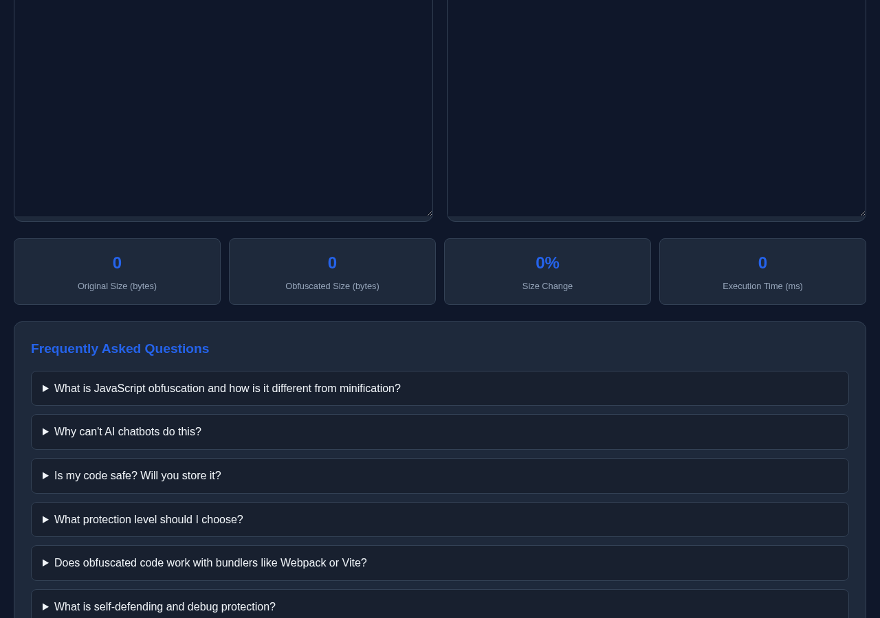 Javascript Obfuscator tool interface