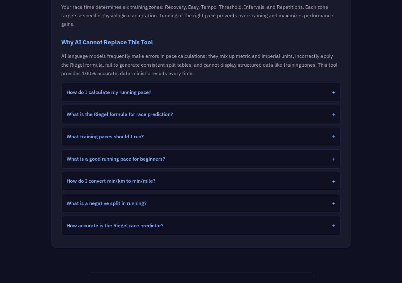 Running Pace Calculator tool interface