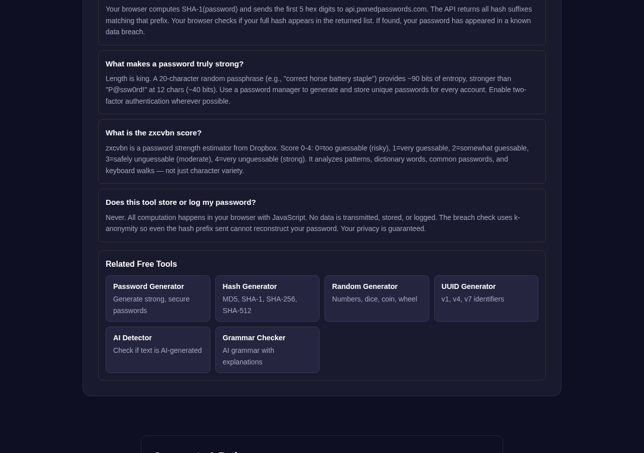 Password Strength Checker tool interface