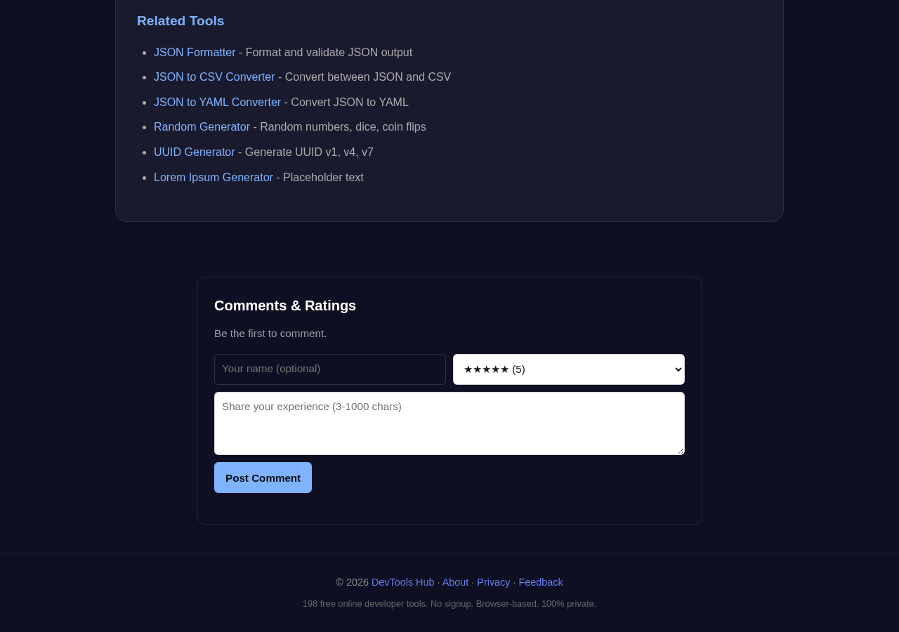 Mock Data Generator tool interface