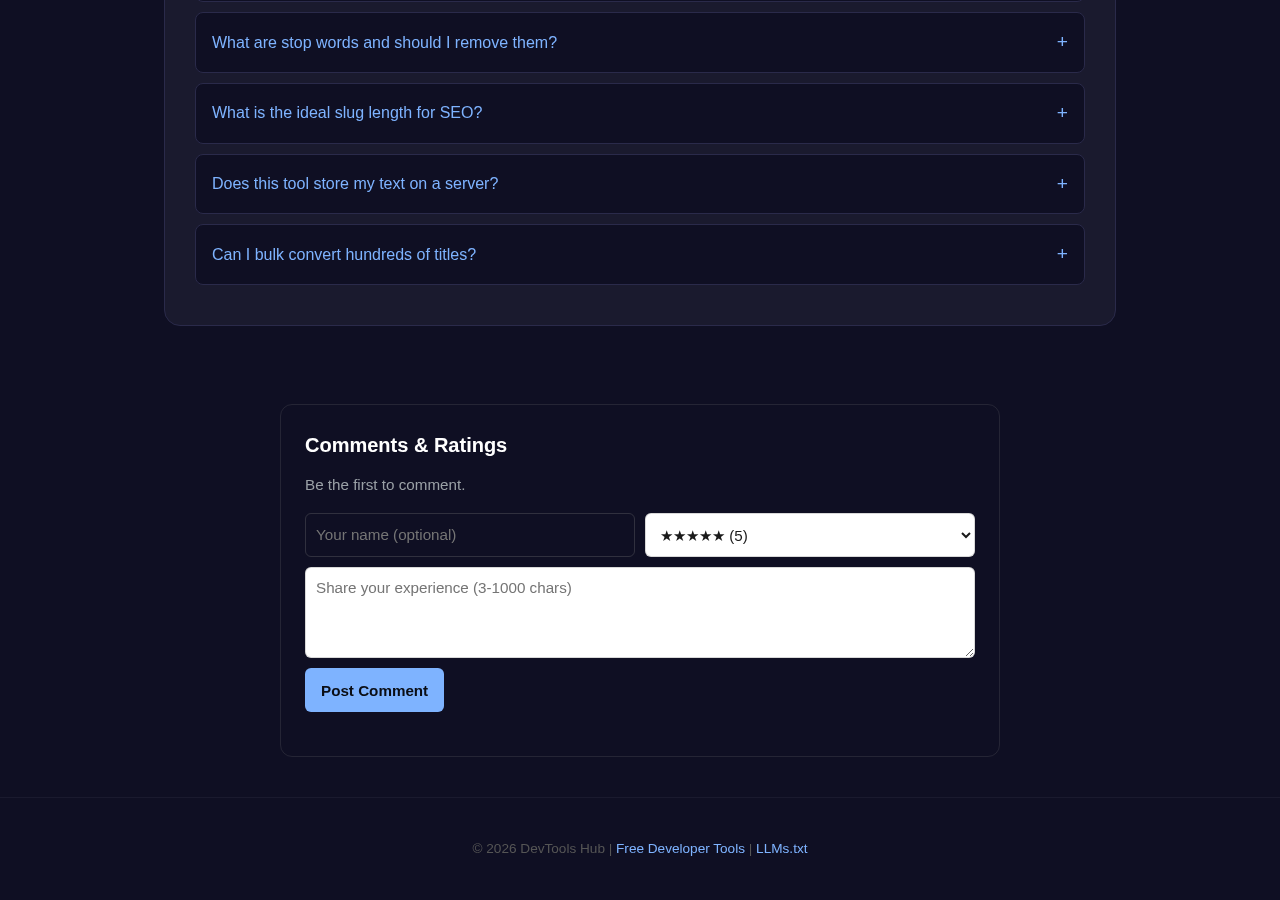Slug Generator tool interface