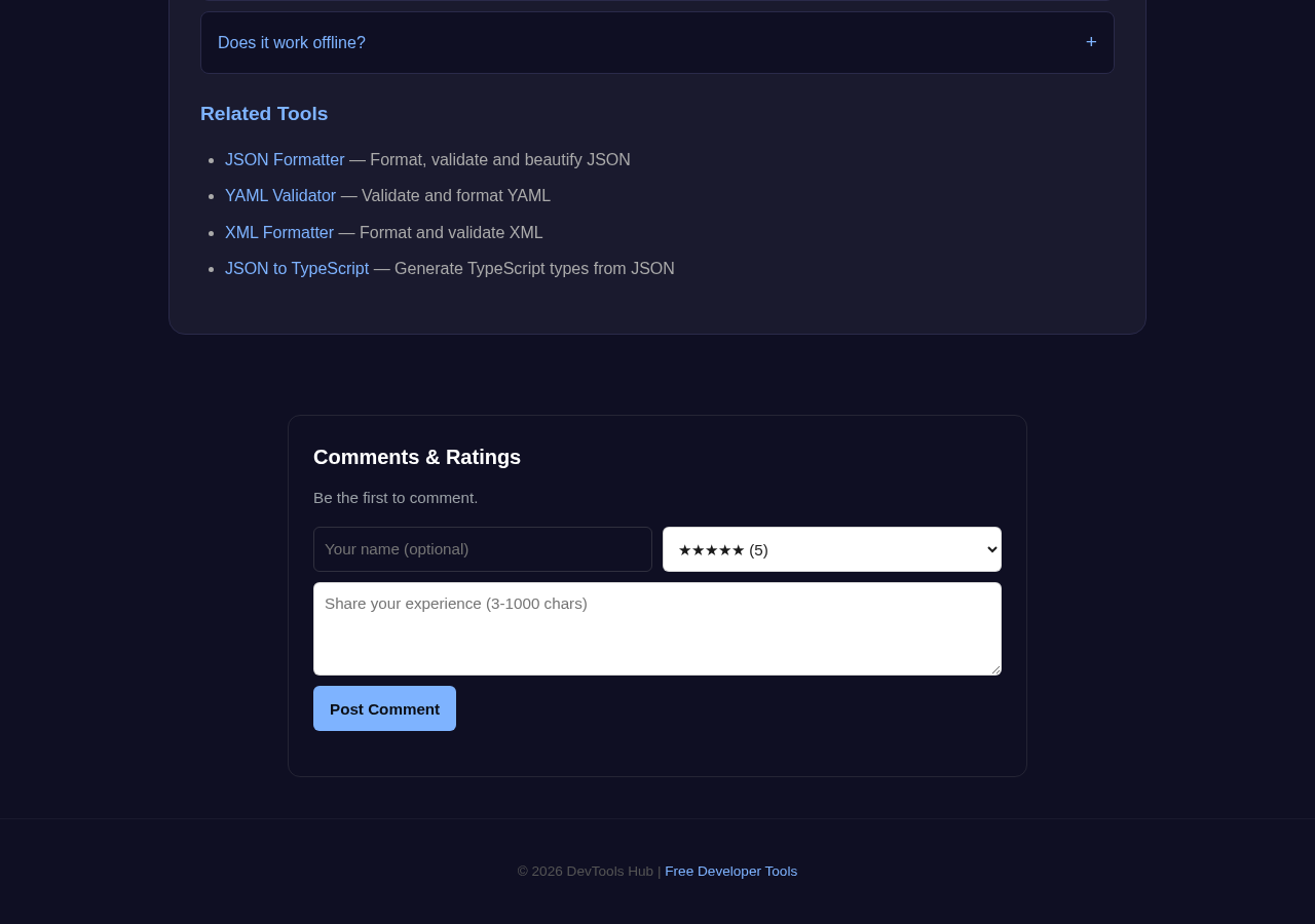 Json Schema Validator tool interface