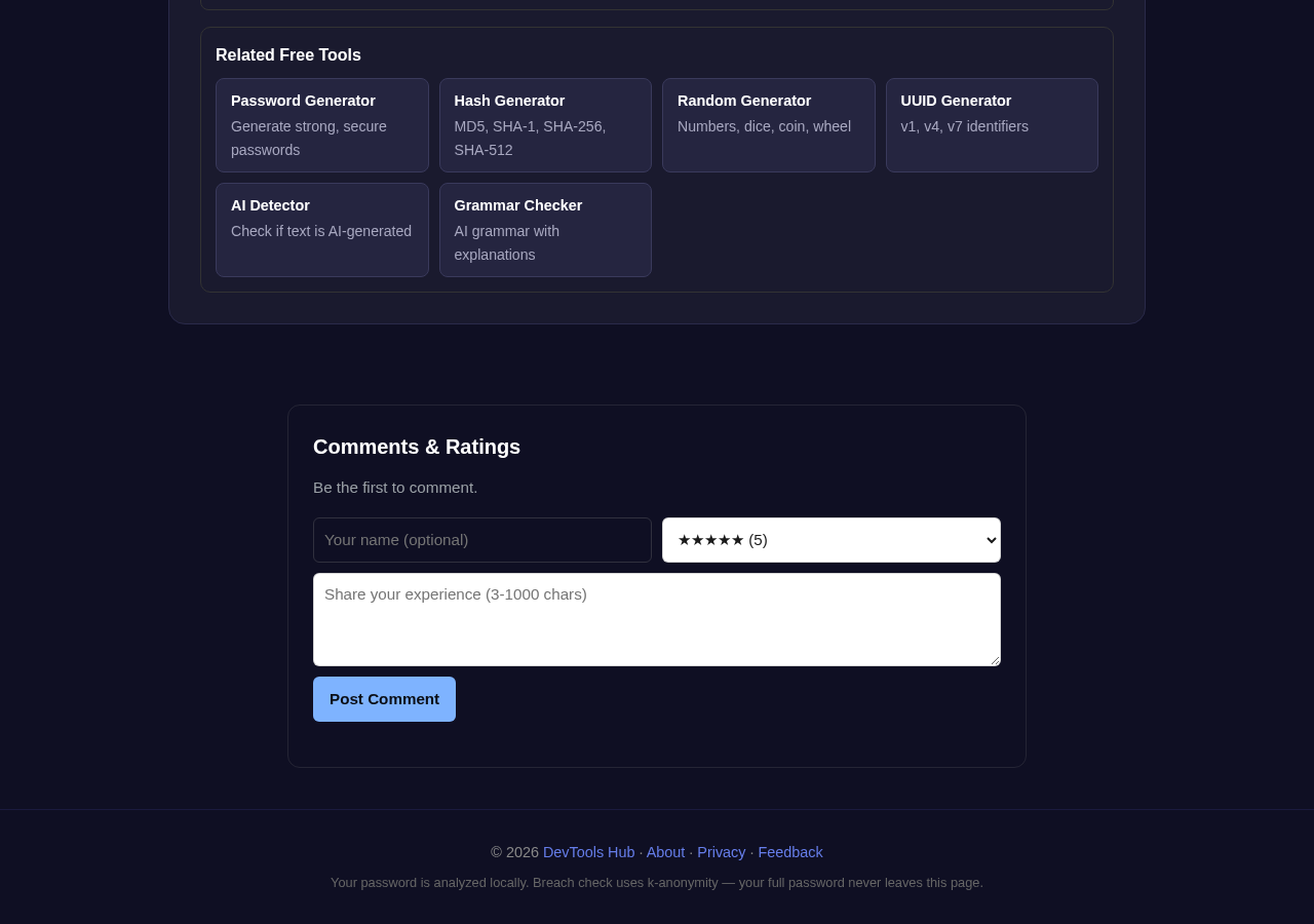 Password Strength Checker tool interface