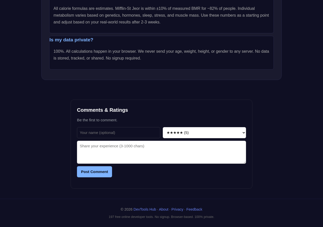 Calorie Calculator tool interface